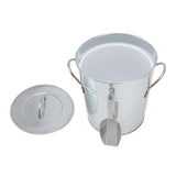 Ice Bucket Round with Ice Shovel Galvanized Sheet Plastic Beer Chiller Bin for Bar Home Wood Color
