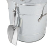 Ice Bucket Round with Ice Shovel Galvanized Sheet Plastic Beer Chiller Bin for Bar Home Wood Color