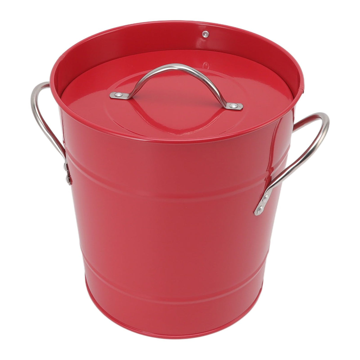 Ice Bucket Round with Ice Shovel Galvanized Sheet Plastic Beer Chiller Bin for Bar Home Red