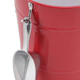Ice Bucket Round with Ice Shovel Galvanized Sheet Plastic Beer Chiller Bin for Bar Home Red - Extra Image