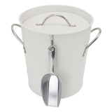 Ice Bucket Round with Ice Shovel Galvanized Sheet Plastic Beer Chiller Bin for Bar Home White
