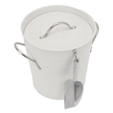 Ice Bucket Round with Ice Shovel Galvanized Sheet Plastic Beer Chiller Bin for Bar Home White - Side View