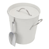 Ice Bucket Round with Ice Shovel Galvanized Sheet Plastic Beer Chiller Bin for Bar Home White - Top-Down View