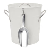 Ice Bucket Round with Ice Shovel Galvanized Sheet Plastic Beer Chiller Bin for Bar Home White - 45-Degree Angle