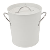 Ice Bucket Round with Ice Shovel Galvanized Sheet Plastic Beer Chiller Bin for Bar Home White
