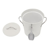 Ice Bucket Round with Ice Shovel Galvanized Sheet Plastic Beer Chiller Bin for Bar Home White - Close-Up Angle