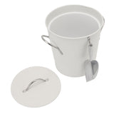 Ice Bucket Round with Ice Shovel Galvanized Sheet Plastic Beer Chiller Bin for Bar Home White
