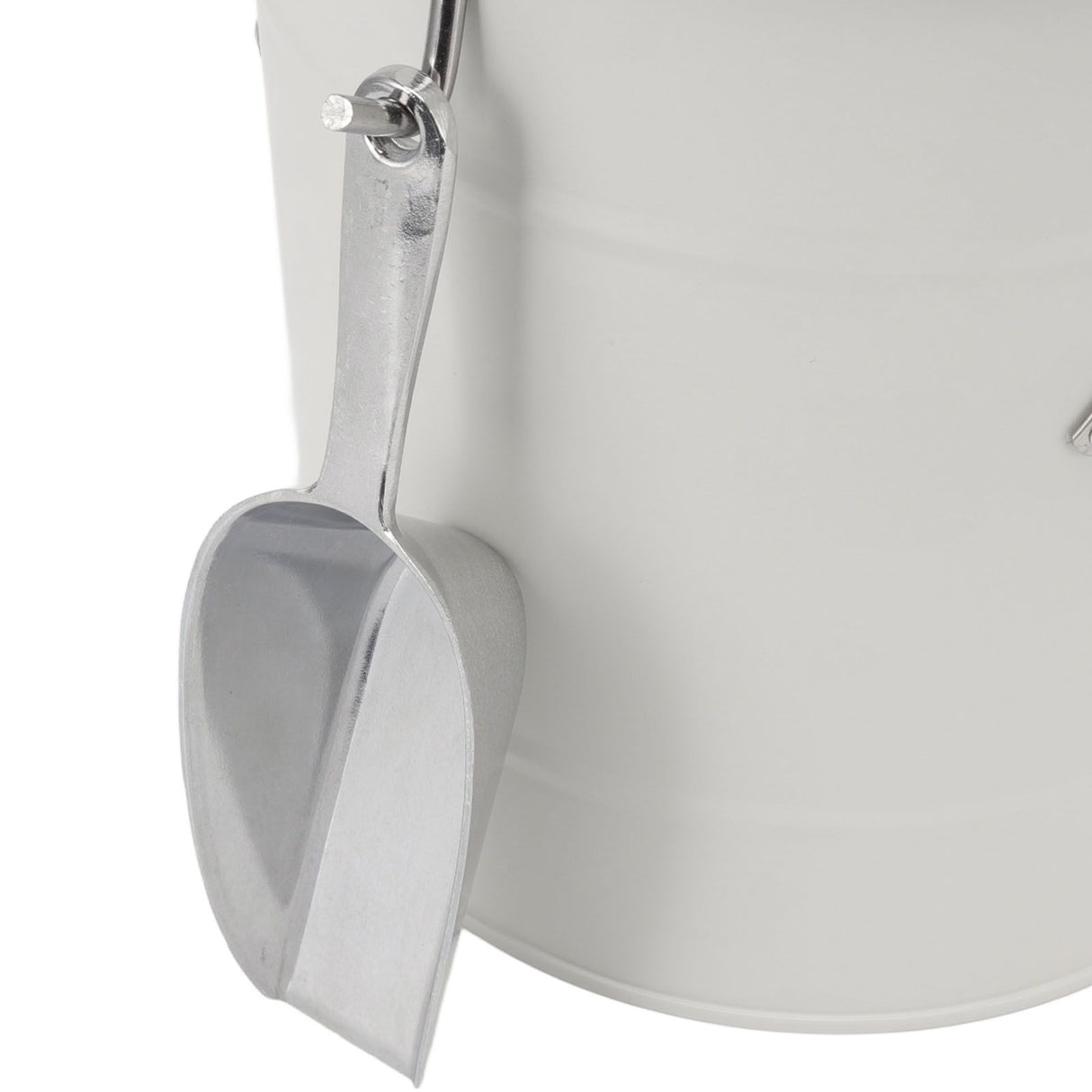 Ice Bucket Round with Ice Shovel Galvanized Sheet Plastic Beer Chiller Bin for Bar Home White