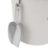 Ice Bucket Round with Ice Shovel Galvanized Sheet Plastic Beer Chiller Bin for Bar Home White - Extra Image