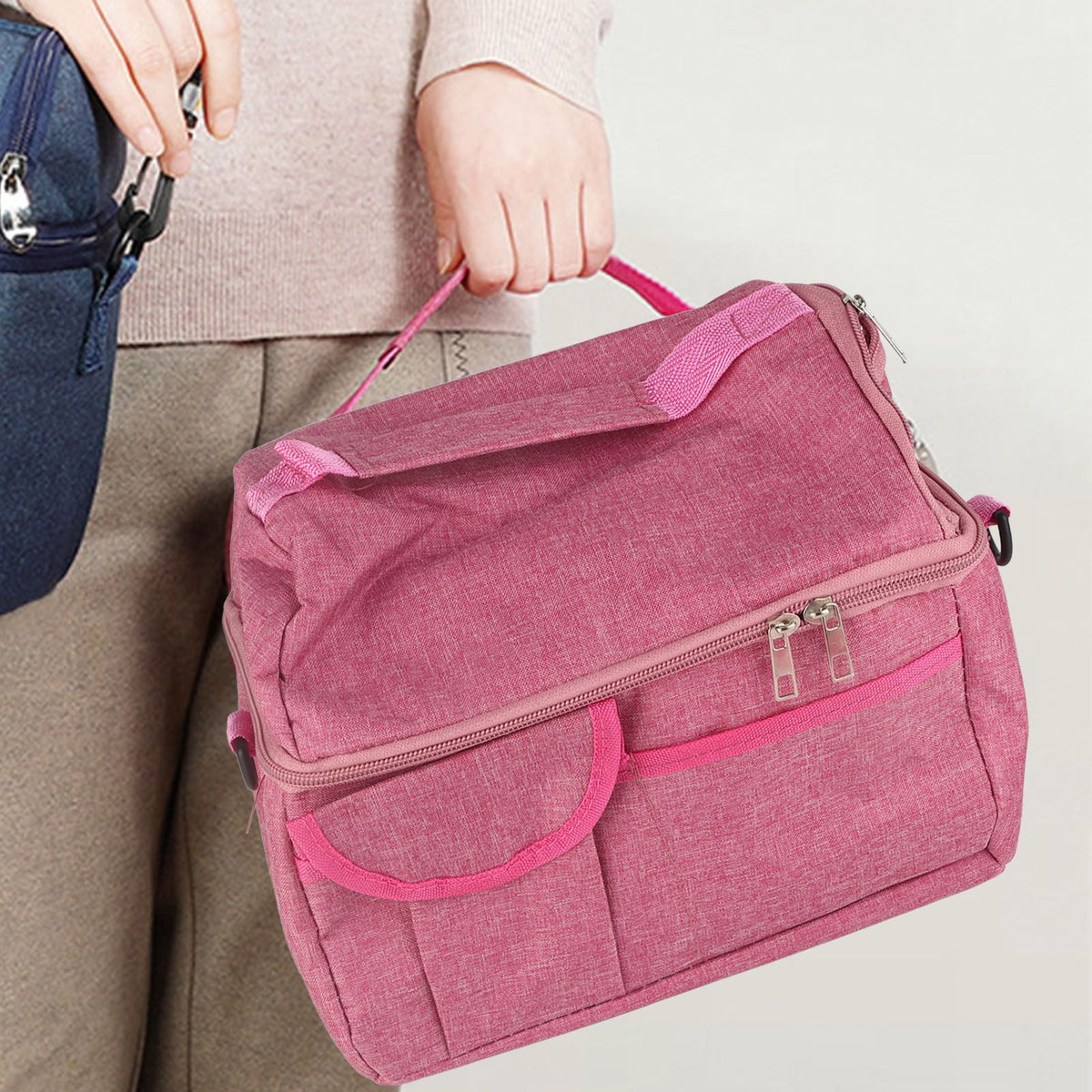 Rose Red Breastmilk Cooler Transport Bag Waterproof Large Double Layer Insulation Lunchbox Shoulder Bag