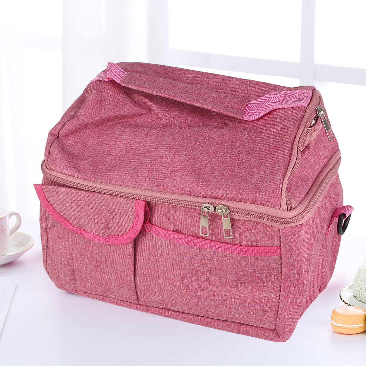 Rose Red Breastmilk Cooler Transport Bag Waterproof Large Double Layer Insulation Lunchbox Shoulder Bag
