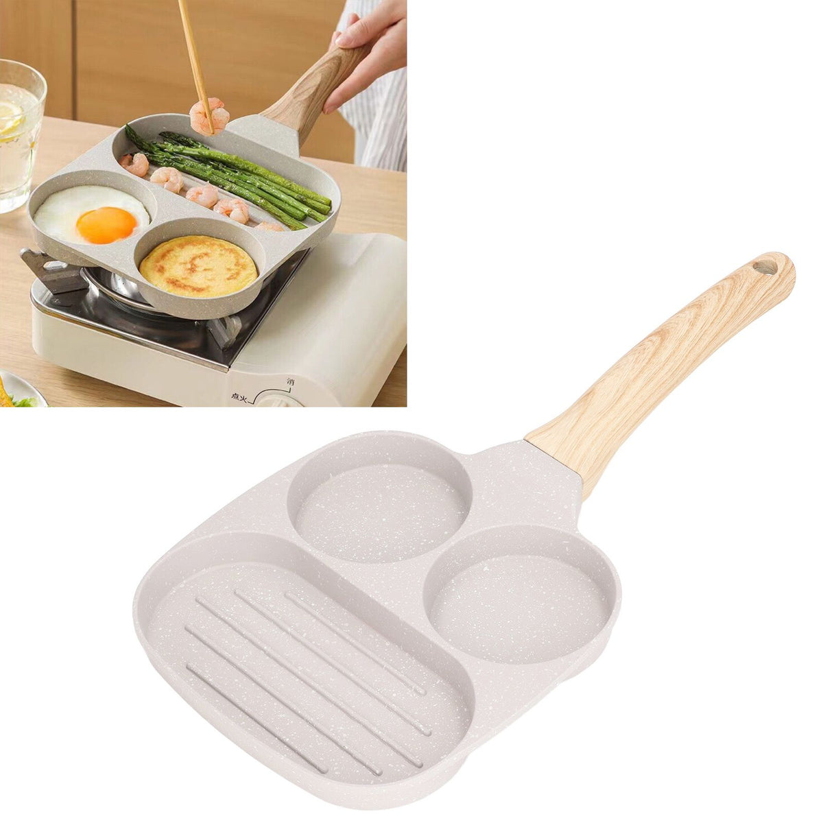 Egg Frying Pan Stick Proof Even Heating Flat Base Aluminum Alloy Pancake Pan for Induction Cooker Gas Stove 3 Cups