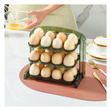 Foldable Egg Storage Container Simple 3 Layers Egg Protection Plastic Egg Tray Container Organizer for Home Kitchen Transparent Green