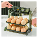 Foldable Egg Storage Container Simple 3 Layers Egg Protection Plastic Egg Tray Container Organizer for Home Kitchen Transparent Green - Front View