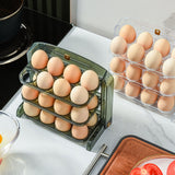 Foldable Egg Storage Container Simple 3 Layers Egg Protection Plastic Egg Tray Container Organizer for Home Kitchen Transparent Green