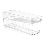 Double Layer Soda Can Organizer Automatic Rolling Transparent Beverage Can Storage Organizer for Refrigerator - Front View