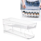 Double Layer Soda Can Organizer Automatic Rolling Transparent Beverage Can Storage Organizer for Refrigerator - Rear View
