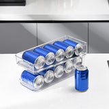 Double Layer Soda Can Organizer Automatic Rolling Transparent Beverage Can Storage Organizer for Refrigerator