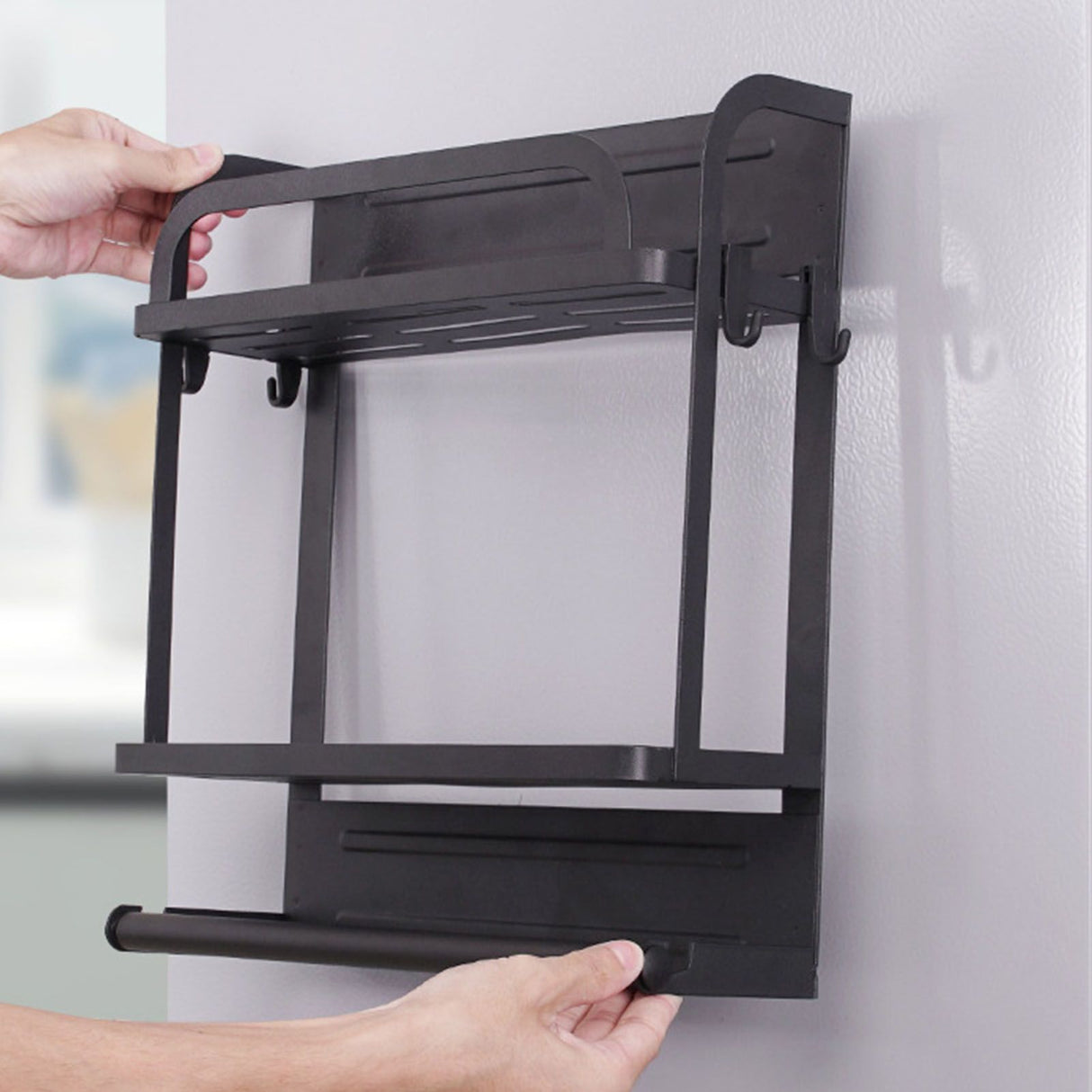 Refrigerator Magnetic Storage Shelf Organizer Strong Magnetic Spice Rack for Refrigerator B Style Double Layer