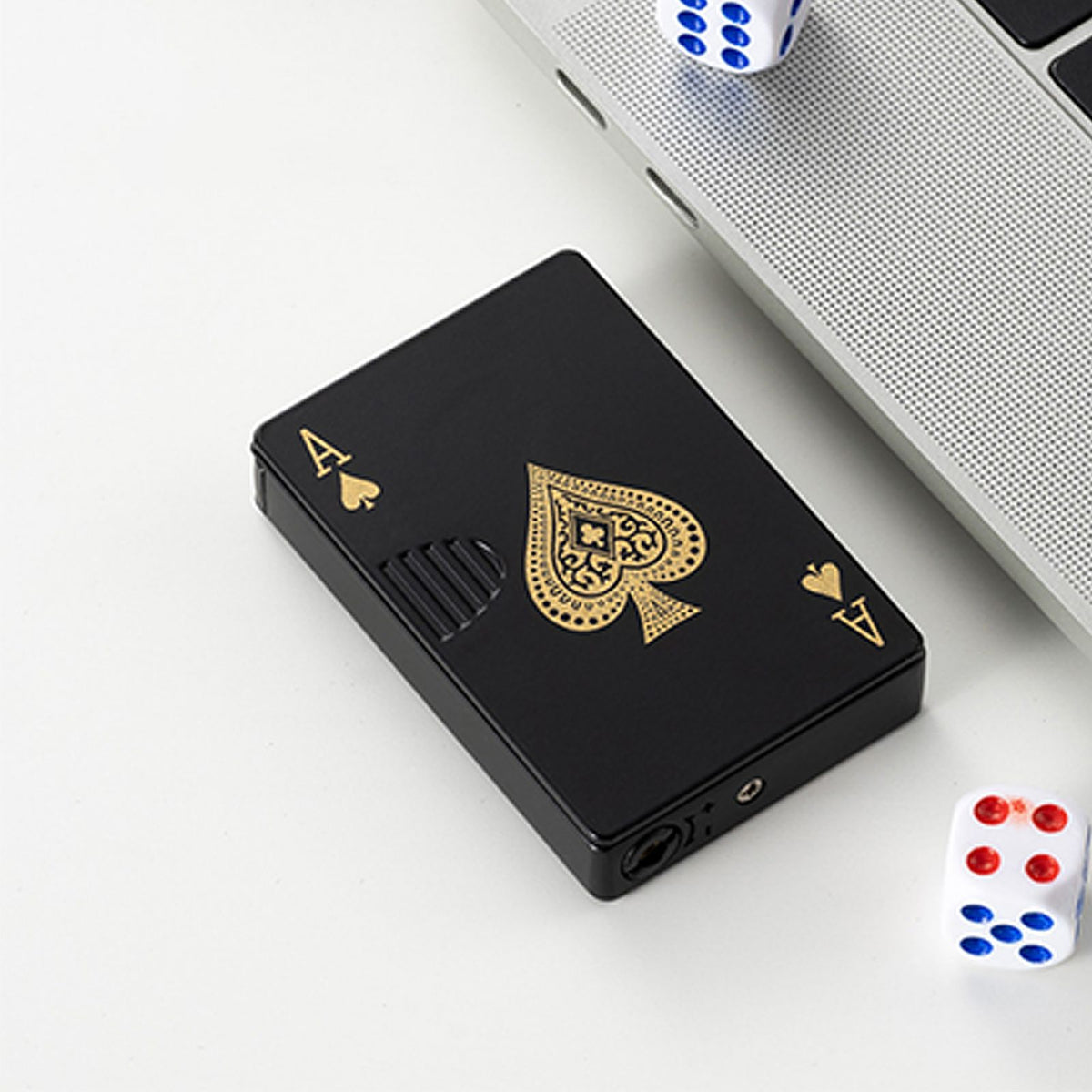 Poker Lighter Spade A Zinc Alloy Windproof UV Money Check Refillable Green Flame Lighter for Travel Camping Outdoor
