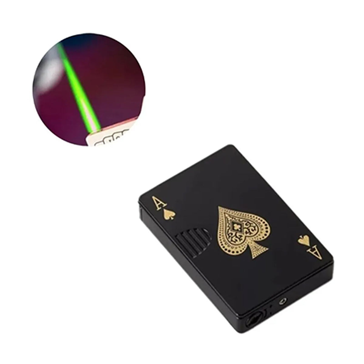 Poker Lighter Spade A Zinc Alloy Windproof UV Money Check Refillable Green Flame Lighter for Travel Camping Outdoor