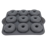 Silicone Donut Mold 9 Cavity Prevents Stick Safe Heat Resistance Doughnut Pan Set for Cake Biscuit Bagels Muffins Dark Gray