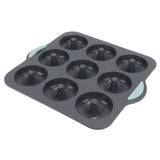 Silicone Donut Mold 9 Cavity Prevents Stick Safe Heat Resistance Doughnut Pan Set for Cake Biscuit Bagels Muffins Dark Gray - Rear View