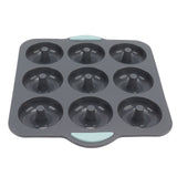 Silicone Donut Mold 9 Cavity Prevents Stick Safe Heat Resistance Doughnut Pan Set for Cake Biscuit Bagels Muffins Dark Gray - Extra Image