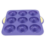Silicone Donut Mold 9 Cavity Prevents Stick Safe Heat Resistance Doughnut Pan Set for Cake Biscuit Bagels Muffins Royalblue - 45-Degree Angle