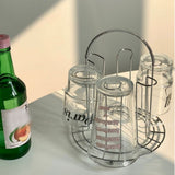 Glass Water Cup Rack Bracket Stainless Steel Household Draining Cup Storage Rack Holder for Party - Rear View