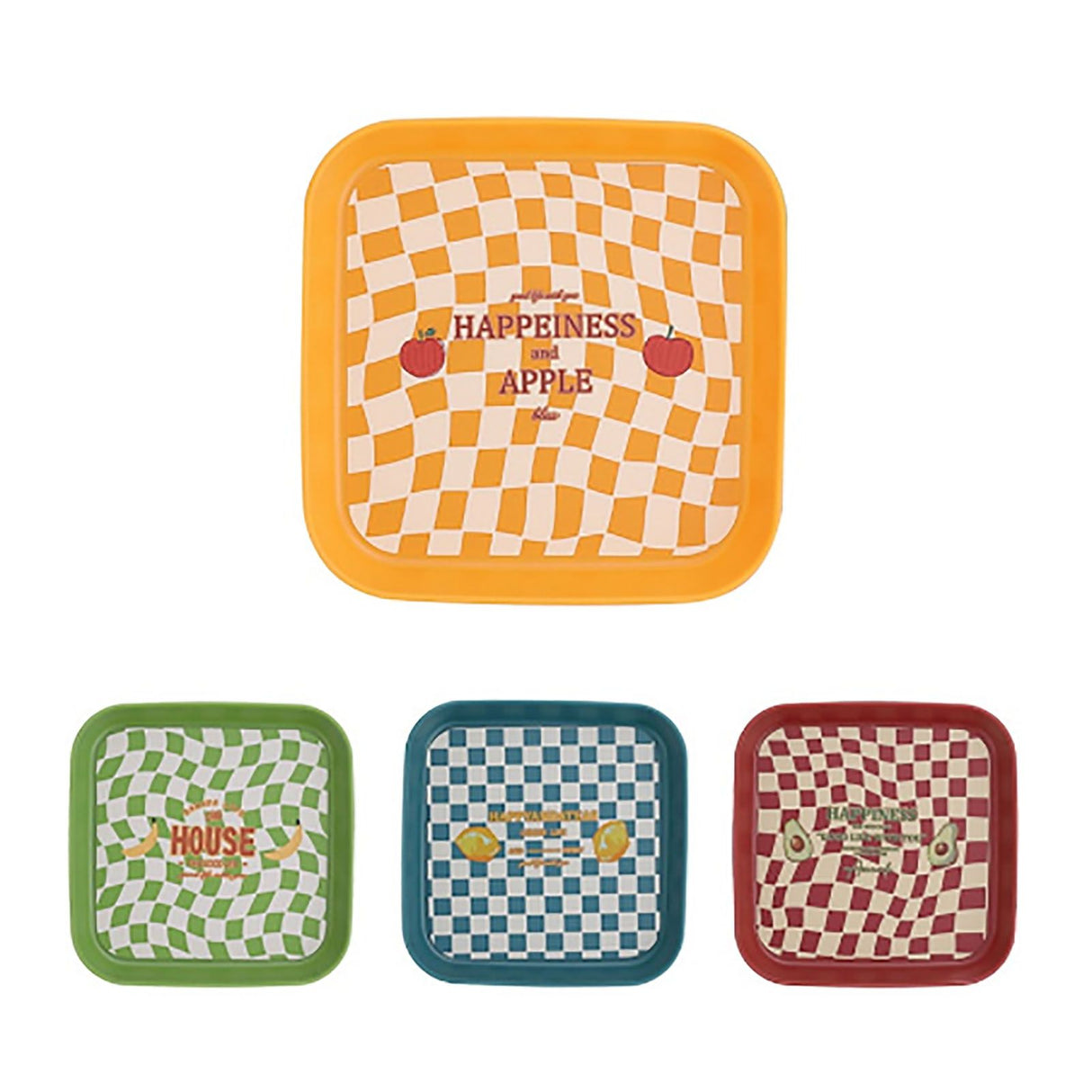 4Pcs Spit Bone Dish Food Grade Plastic Household Food Residue Snack Pan Small Mini Patent Apple Banana Lemon Avocado