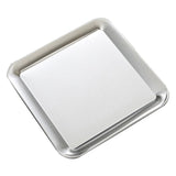 Serving Platter Square Stainless Steel Dish Tray Barbecue Plate Silver Color for Home L - Front View