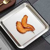 Serving Platter Square Stainless Steel Dish Tray Barbecue Plate Silver Color for Home L - 45-Degree Angle