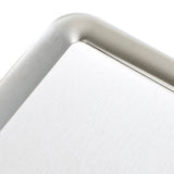 Serving Platter Square Stainless Steel Dish Tray Barbecue Plate Silver Color for Home L - Low Angle