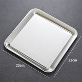 Serving Platter Square Stainless Steel Dish Tray Barbecue Plate Silver Color for Home L
