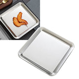 Serving Platter Square Stainless Steel Dish Tray Barbecue Plate Silver Color for Home L