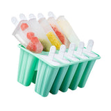 Ice Cream Mould 10 Grids Food Grade Silicone Non Stick Green Ice Lolly Maker for Home DIY