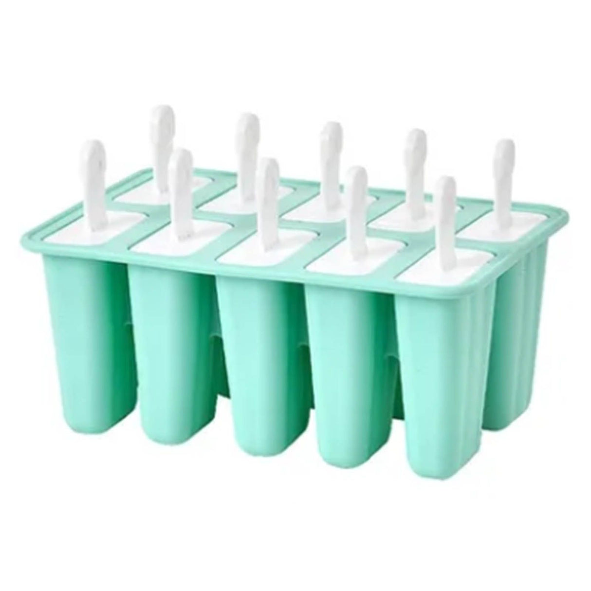 Ice Cream Mould 10 Grids Food Grade Silicone Non Stick Green Ice Lolly Maker for Home DIY