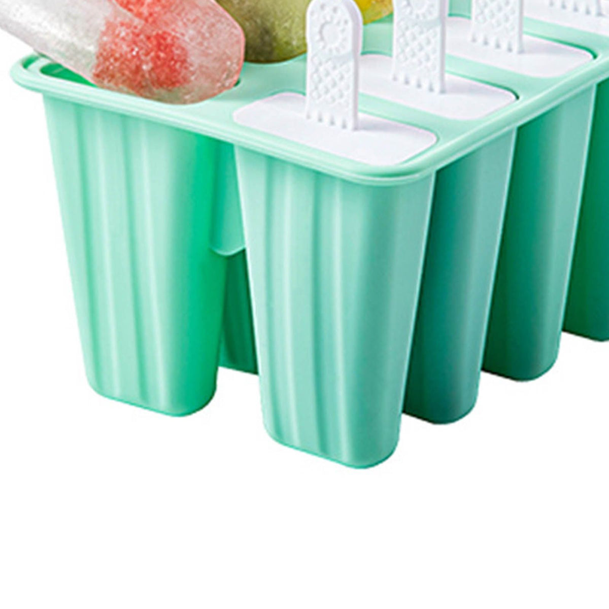 Ice Cream Mould 10 Grids Food Grade Silicone Non Stick Green Ice Lolly Maker for Home DIY