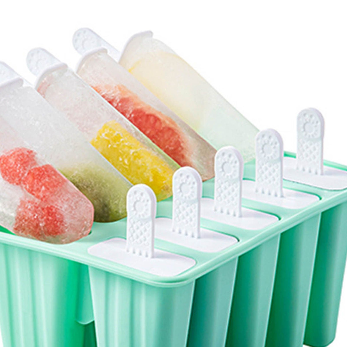 Ice Cream Mould 10 Grids Food Grade Silicone Non Stick Green Ice Lolly Maker for Home DIY