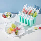 Ice Cream Mould 10 Grids Food Grade Silicone Non Stick Green Ice Lolly Maker for Home DIY