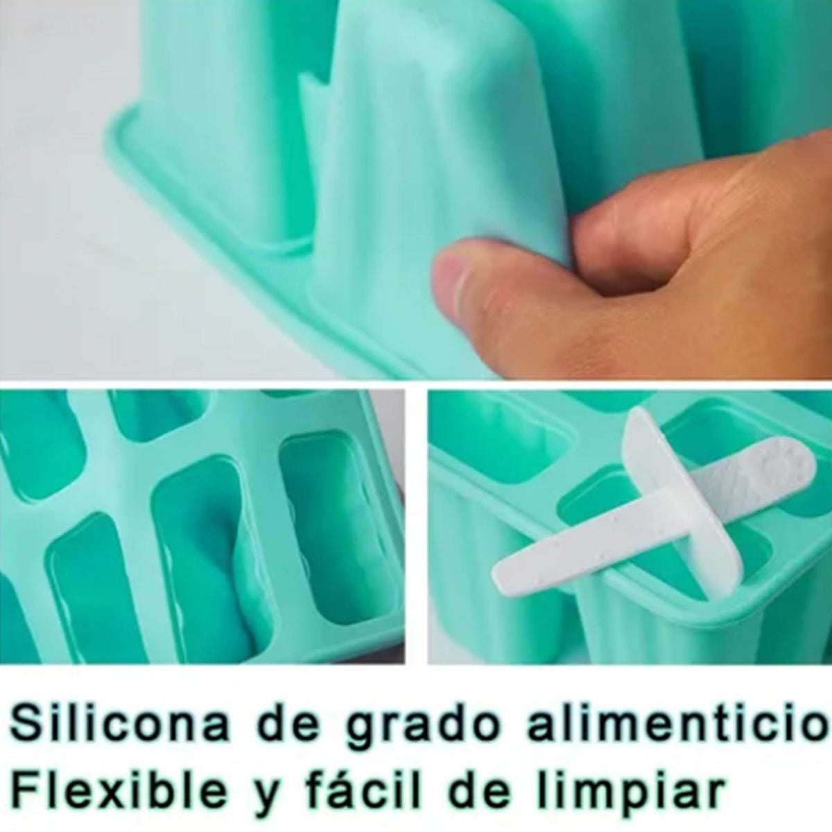 Ice Cream Mould 10 Grids Food Grade Silicone Non Stick Green Ice Lolly Maker for Home DIY