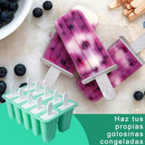 Ice Cream Mould 10 Grids Food Grade Silicone Non Stick Green Ice Lolly Maker for Home DIY