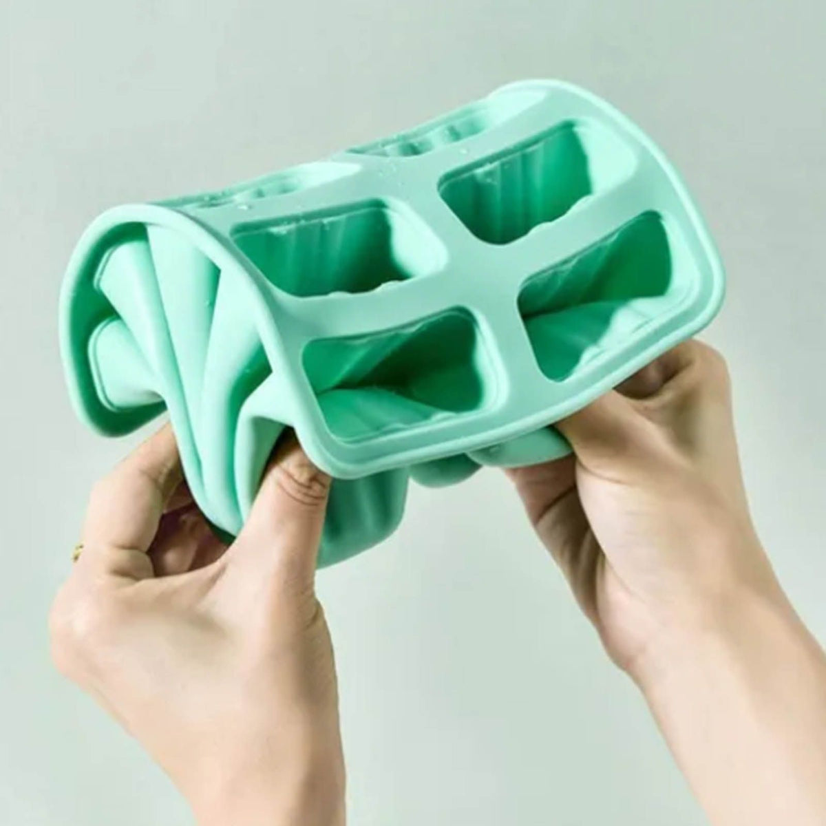 Ice Cream Mould 10 Grids Food Grade Silicone Non Stick Green Ice Lolly Maker for Home DIY