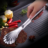 Cooking Tongs Multipurpose Heat Resistance Shell Shape Stainless Steel Kitchen Tongs for Cooking Barbecue Serving 201 (28cm/11.0in) - Extra Image