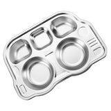 Stainless Steel Divided Platter Food Grade Cartoon Drop Proof Fun Shape Divided Dinner Tray for Kindergarten Pickup Truck - Side View