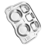 Stainless Steel Divided Platter Food Grade Cartoon Drop Proof Fun Shape Divided Dinner Tray for Kindergarten Pickup Truck - Top-Down View