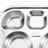 Stainless Steel Divided Platter Food Grade Cartoon Drop Proof Fun Shape Divided Dinner Tray for Kindergarten Pickup Truck - Close-Up Angle