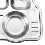 Stainless Steel Divided Platter Food Grade Cartoon Drop Proof Fun Shape Divided Dinner Tray for Kindergarten Pickup Truck - Extra Image