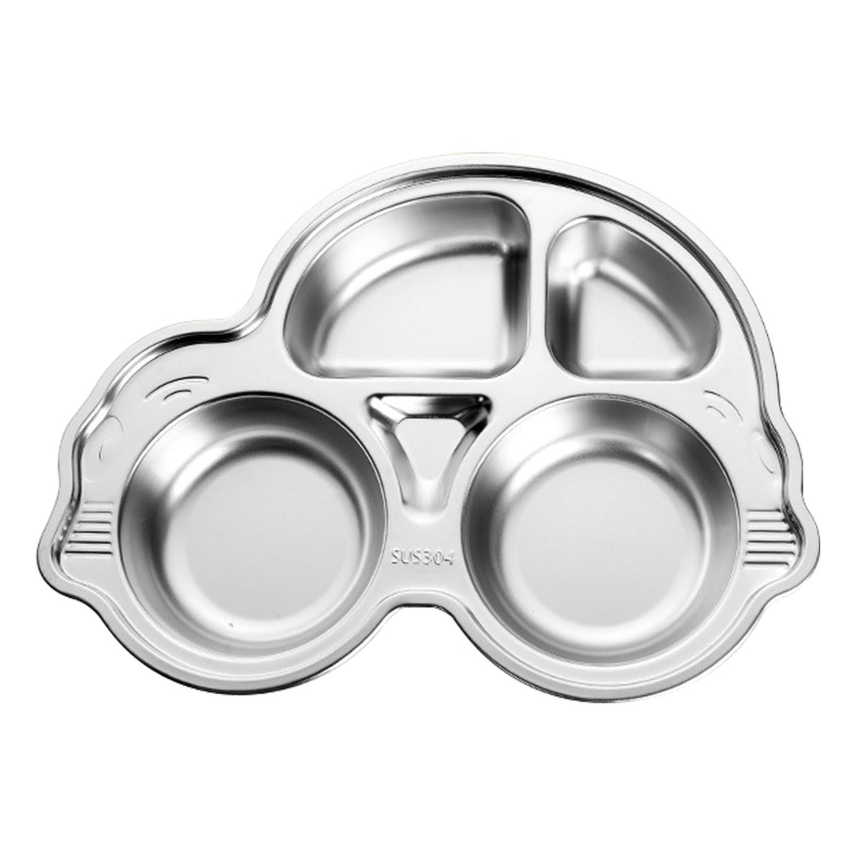 Stainless Steel Divided Platter Food Grade Cartoon Drop Proof Fun Shape Divided Dinner Tray for Kindergarten Beetle Car